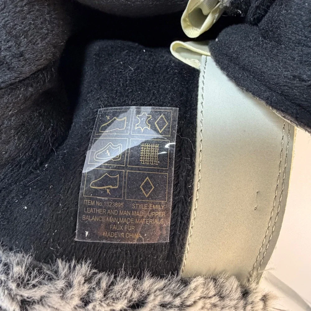 Khombu Emily Womens Tan Black Faux Fur Quilted Winter Snow Duck Boots Size 9M